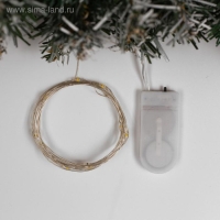 Гирлянда &laquo;Нить&raquo; 2 м роса, IP20, серебристая нить, 20 LED, свечение жёлтое, CR2032х2