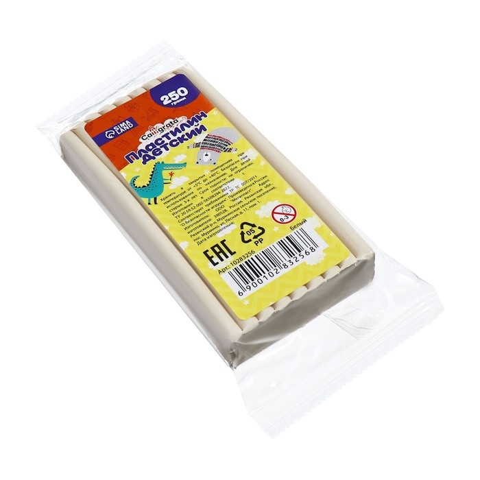 Пластилин 250г Calligrata Классический, белый Пластилин 250г Calligrata Классический, белый