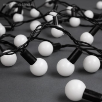 Гирлянда &laquo;Нить&raquo; 10 м с насадками &laquo;Шарики 2.5 см&raquo;, IP44, тёмная нить, 100 LED, свечение бело-синее, мигание, 220 В