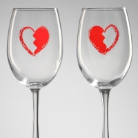 Бокалы для вина парные  &laquo;Сердце&raquo;, 360 мл.