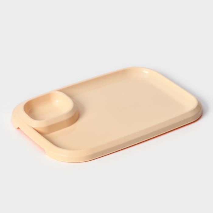 Блюдо для шашлыка с соусницей 30,3×21×2,5 см, цвет бежевый Блюдо для шашлыка с соусницей 30,3×21×2,5 см, цвет бежевый