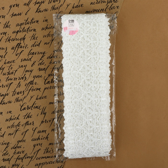 Кружево гипюровое, 80 мм &times; 6,8 &plusmn; 0,5 м, цвет белый