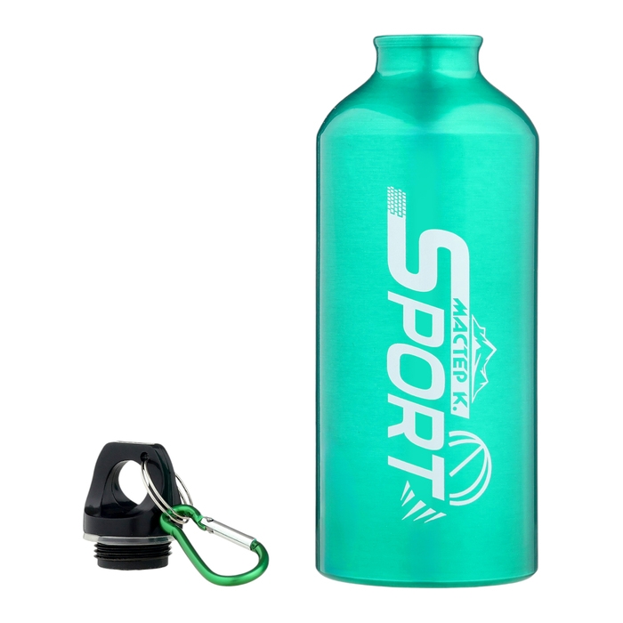 Бутылка для воды, 650 мл, Бутылка для воды, 650 мл, "Мастер К", 21 х 7 см, корпус из алюминия, зеленая