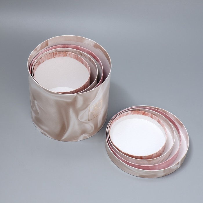 Набор шляпных коробок для цветов 4 в 1, упаковка подарочная, «Текстурный», 14 х 13 см - 20 х 17,5 см Набор шляпных коробок для цветов 4 в 1, упаковка подарочная, «Текстурный», 14 х 13 см - 20 х 17,5 см