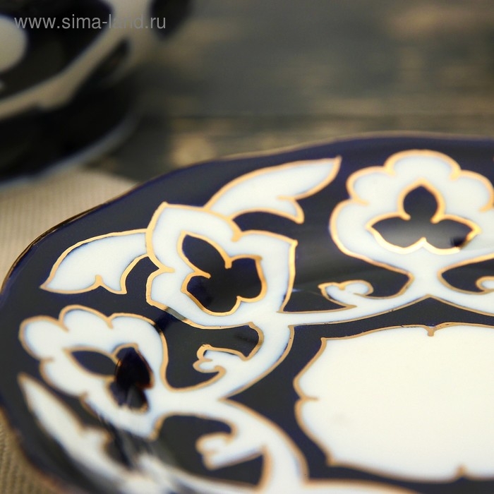 Тарелка круглая &laquo;Пахта в золоте&raquo;, 12.5 см, белая