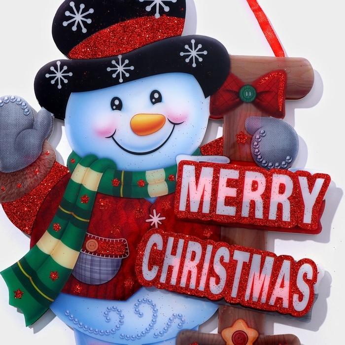 Декоративное светящиеся украшение (подвеска) Декоративное светящиеся украшение (подвеска) "Снеговик" 32х23 см