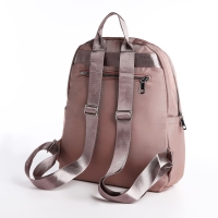 Рюкзак школьный на молнии, 5 наружных карманов, пенал, цвет пудровый