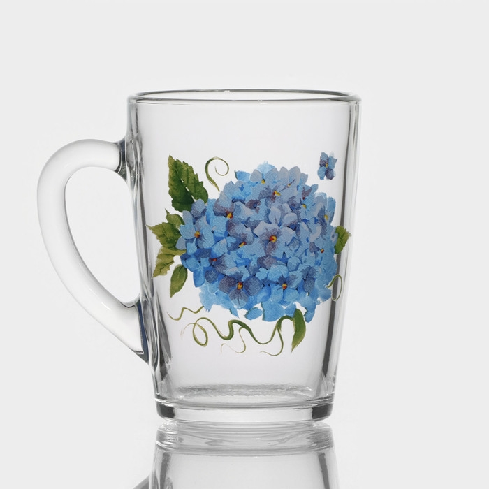 Кружка стеклянная &laquo;Гортензия&raquo;, 300 мл