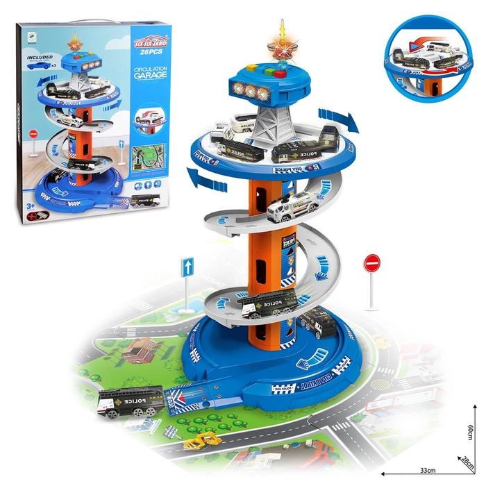 Парковка &laquo;Гонки по кругу&raquo;, 3 машинки в комплекте, свет и звук