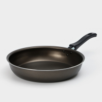 Сковорода &laquo;Классика атлас&raquo;, d=26 см, пластиковая ручка, стеклянная крышка, антипригарное покрытие, цвет чёрный