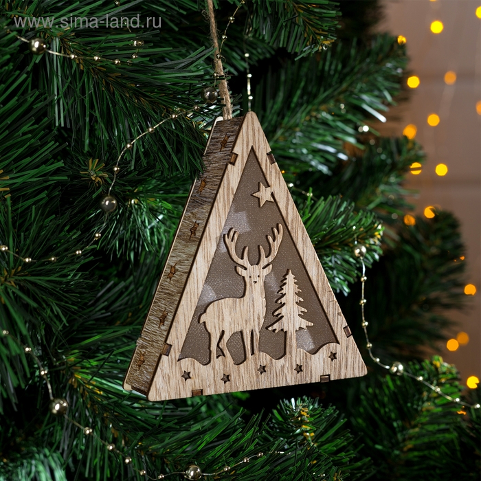Ёлочная игрушка &laquo;Олень и ёлка&raquo;, от батареек, свечение тёплое белое