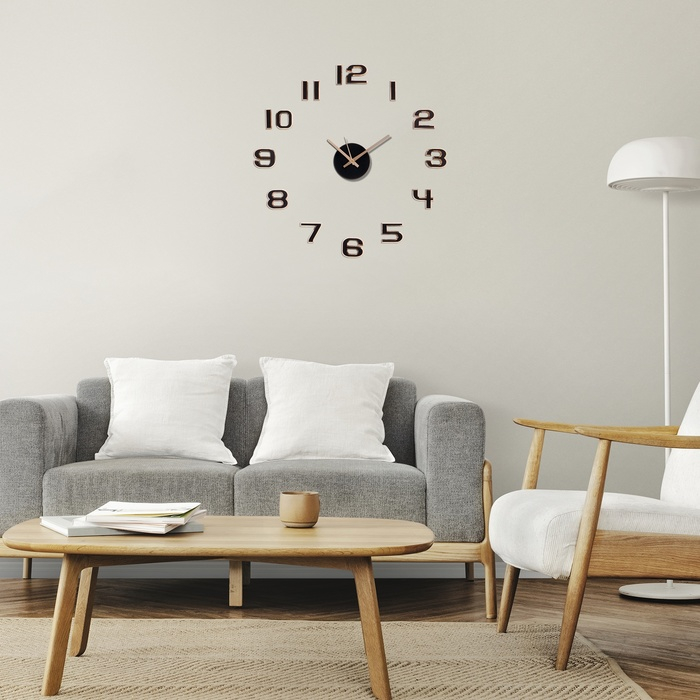 Часы настенные интерьерные, 3d Часы настенные интерьерные, 3d "Данбери", бесшумные, наклейка, большие, d-50 см