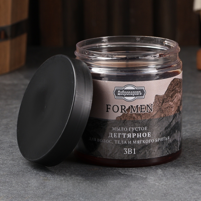 Мыло густое Мыло густое "FOR MEN" 3в1 Дегтярное, черное 280 мл "Добропаровъ"