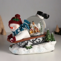 Сувенир полистоун водяной шар музыка, свет "Снеговик на санках" d=10 см 22х14х17,5 см Сувенир полистоун водяной шар музыка, свет "Снеговик на санках" d=10 см 22х14х17,5 см