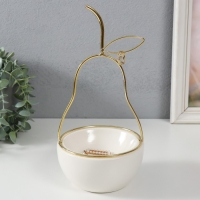 Сувенир керамика, металл подставка "Груша" белая с золотом 13х13х25,5 см Сувенир керамика, металл подставка "Груша" белая с золотом 13х13х25,5 см