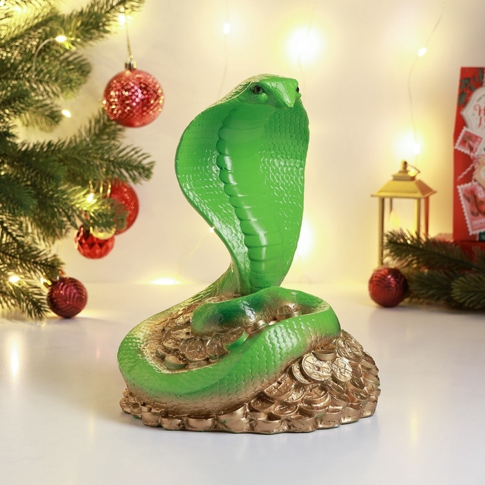 Фигура "Кобра на деньгах" 25х18см, зеленая
