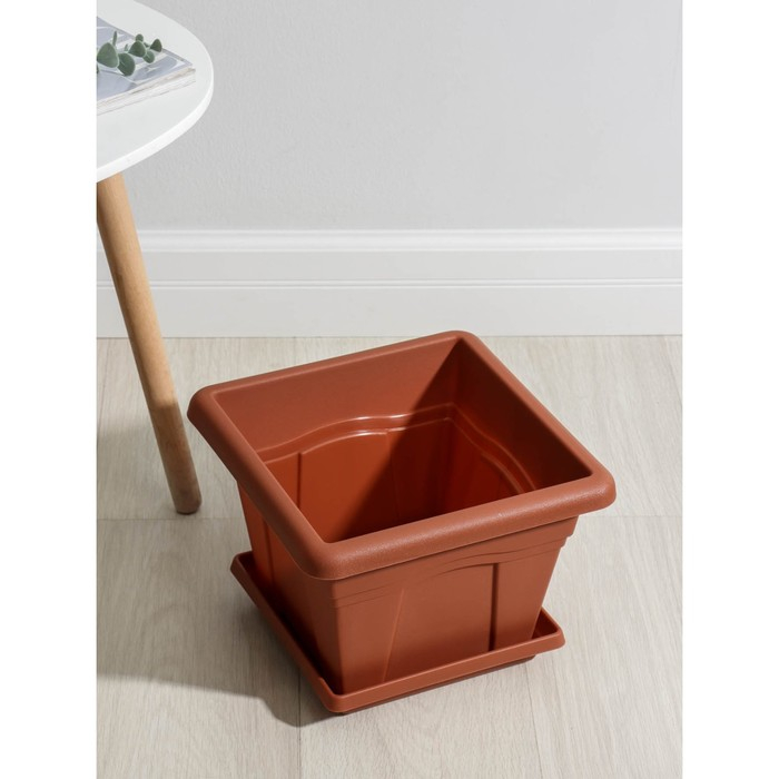 Горшок с поддоном &laquo;Квадро&raquo;, 8,1 л, цвет терракотовый