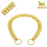 Ошейник - удавка металлический двухрядный, 45 см, толщина проволоки 2 мм, золотистый Ошейник - удавка металлический двухрядный, 45 см, толщина проволоки 2 мм, золотистый