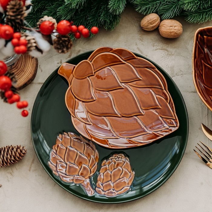 Новый год! Блюдо новогоднее керамическое «Зимний лес», 27 см, цвет зелёный Новый год! Блюдо новогоднее керамическое «Зимний лес», 27 см, цвет зелёный