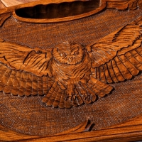 Нарды ручной работы "Филин", глубокая резка, с ручкой, 60х30 см, с шахматным полем, массив ореха, Армения