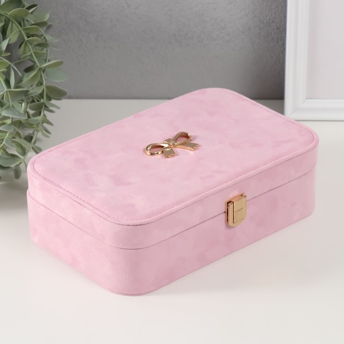 Шкатулка текстиль для украшений Шкатулка текстиль для украшений "Бант" нежно-розовый 22х14,5х7 см