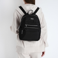 Рюкзак школьный на молнии, 5 наружных карманов, пенал, цвет чёрный