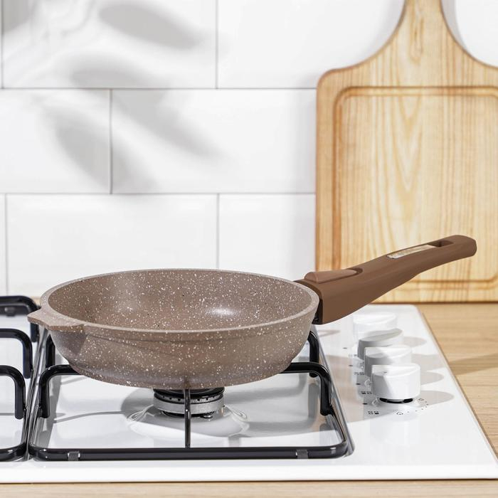 Сковорода &laquo;Гранит Brown&raquo;, d=20 см, антипригарное покрытие, съёмная ручка, цвет МИКС