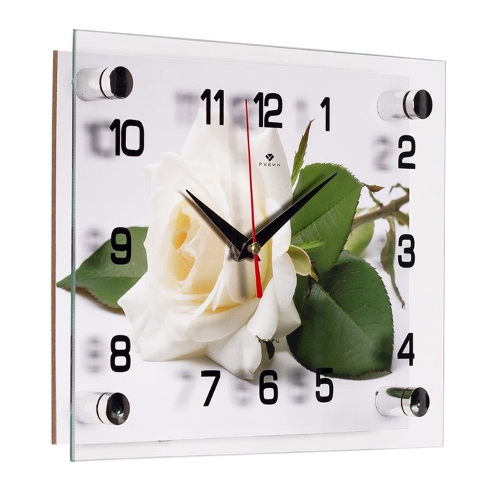 Часы настенные, интерьерные Часы настенные, интерьерные "Белая роза", бесшумные, 20 х 25 см, АА