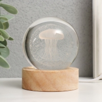 Сувенир стекло подсветка "Медуза" d=6 см подставка дерево, USB 6,5х6,5х7,5 см Сувенир стекло подсветка "Медуза" d=6 см подставка дерево, USB 6,5х6,5х7,5 см