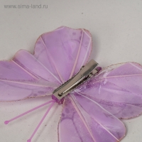 Бабочка для декора и флористики, на прищепке, сиреневая, пластиковая, 1 шт., 9 см Бабочка для декора и флористики, на прищепке, сиреневая, пластиковая, 1 шт., 9 см