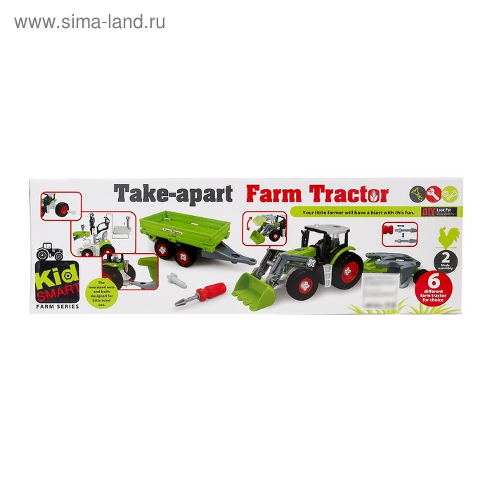 Конструктор винтовой &laquo;Фермерский трактор&raquo;, с отвёрткой и насадкой, 2 варианта сборки