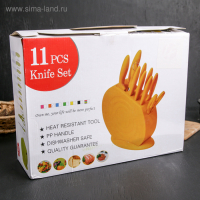 Набор ножей кухонных на подставке, 8 ножей, ножеточка, ножницы, цвет зелёный Набор ножей кухонных на подставке, 8 ножей, ножеточка, ножницы, цвет зелёный