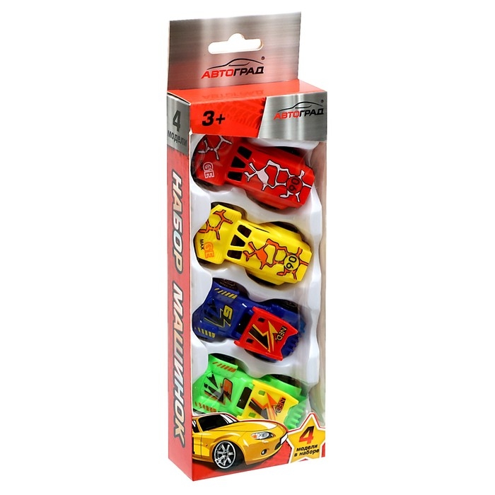 Набор машин &laquo;Рейсер&raquo;, 4 шт, цвета МИКС