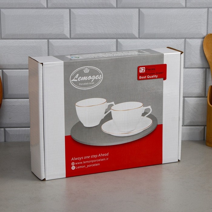 Чайный набор «Лимон», 12 предметов, 6 чашек 200 мл, фарфор, Иран Чайный набор «Лимон», 12 предметов, 6 чашек 200 мл, фарфор, Иран