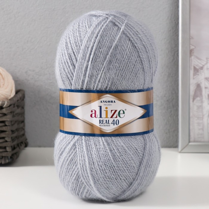 Пряжа "Angora real 40" 60% акрил, 40% шерсть 430м/100гр (21 серый)