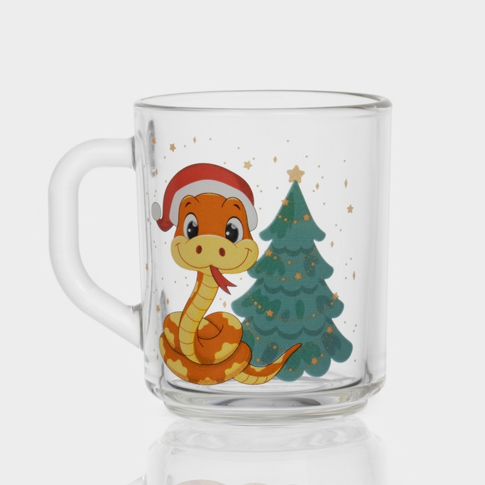Кружка стеклянная чайная &laquo;Новогодние змейки&raquo;, 200 мл, МИКС