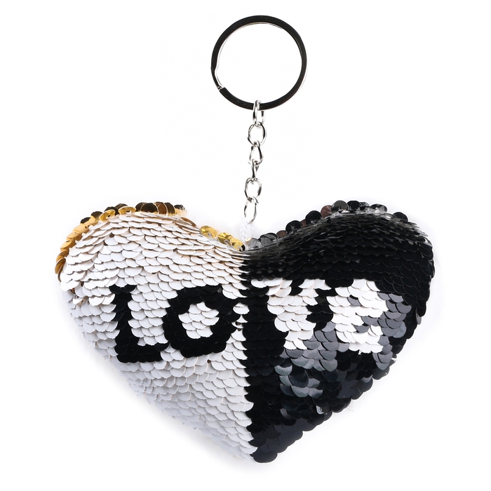 Мягкая игрушка «Сердечко» с пайетками, на брелоке, 10 см, цвет белый Мягкая игрушка «Сердечко» с пайетками, на брелоке, 10 см, цвет белый