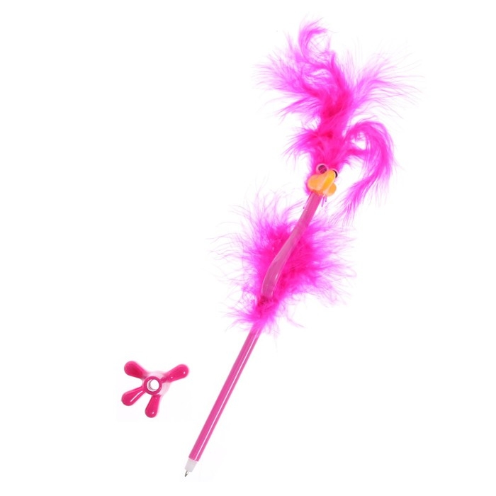 Ручка-прикол Calligrata "Пух - Страус", шариковая, с хохолком, МИКС