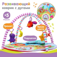 Развивающий коврик с дугами &laquo;Ежик на прогулке&raquo;, 70x70 см, Крошка Я