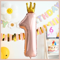 Шар фольгированный 32" «Цифра 1 с короной», цвет розовый Шар фольгированный 32" «Цифра 1 с короной», цвет розовый