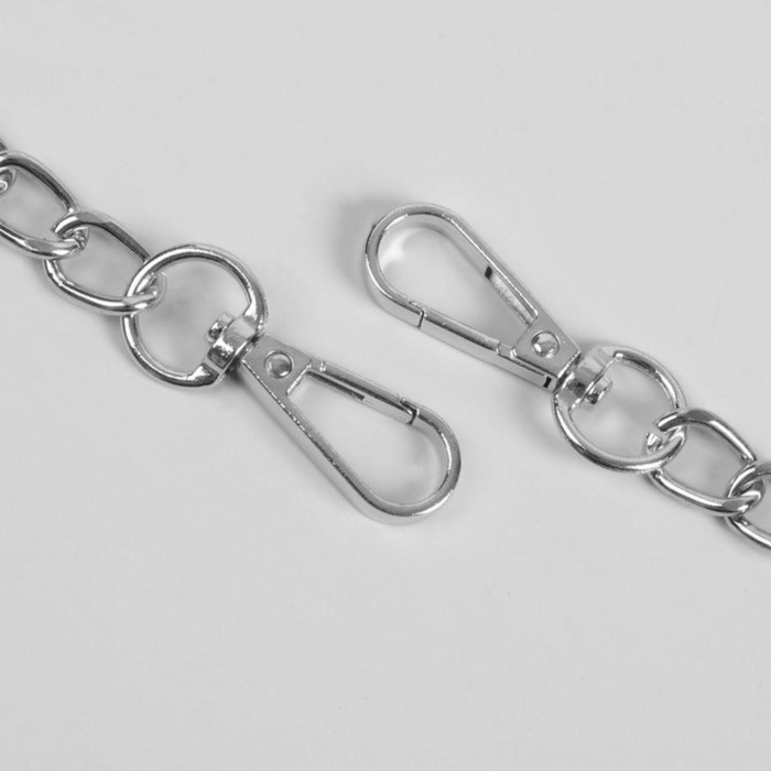 Ручка для сумки, с цепочками и карабинами, 120 &times; 1,8 см, цвет серебряный