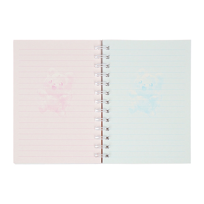 Записная книжка подарочная на гребне 80л,линия, цветной блок,обложка ПВХ 3D Мишка(17,6х13,5см)   105