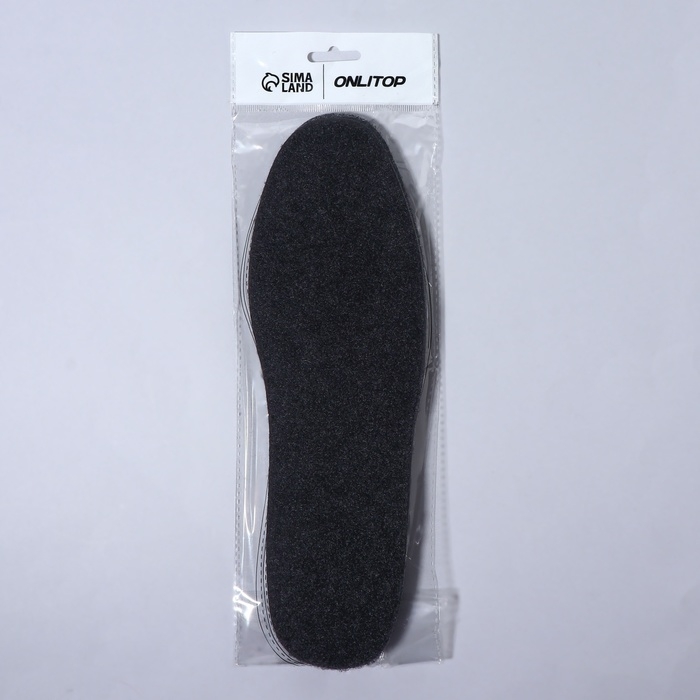 Стельки для обуви, утеплённые, универсальные, р-р RU до 46 (р-р Пр-ля до 45), 29 см, пара, цвет серый