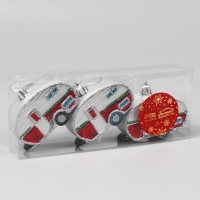 Набор украшений пластик 3 шт "Фургончики" 4х7 см, красный Набор украшений пластик 3 шт "Фургончики" 4х7 см, красный