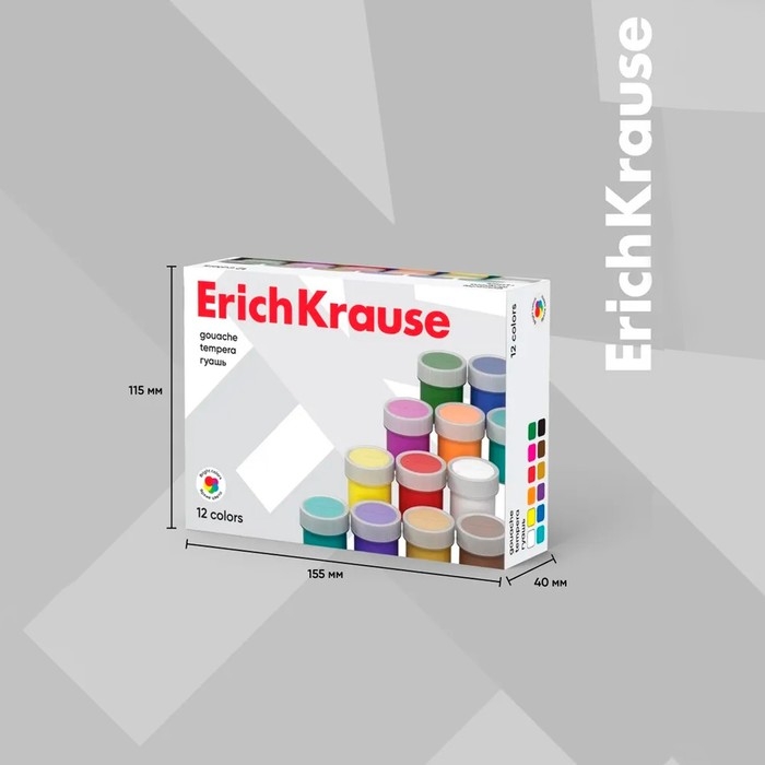 Гуашь 12 цветов х 17 мл, ErichKrause, в картонной упаковке Гуашь 12 цветов х 17 мл, ErichKrause, в картонной упаковке
