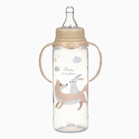 Бутылочка для кормления &laquo;Лесные друзья&raquo; 250 мл, цилиндр, с ручками, цвет бежевый