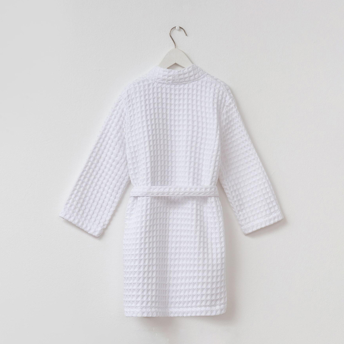 Халат вафельный детский Крошка Я Халат вафельный детский Крошка Я "Boho" размер 32 (110-116 см) цвет белый, 100% хлопок 290 г/м2