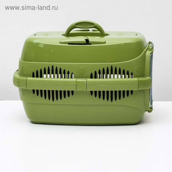 Переноска для животных до 9 кг Переноска для животных до 9 кг "Пижон", металлическая дверь, 43 х 29 х 27,5 см, оливковая