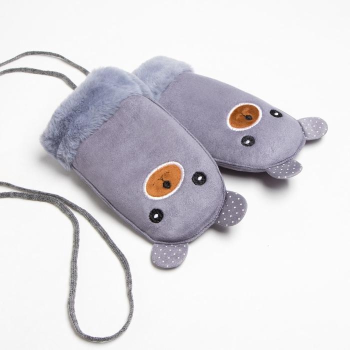 Варежки детские MINAKU с вышивкой, 18 см, цв.серый Варежки детские MINAKU с вышивкой, 18 см, цв.серый