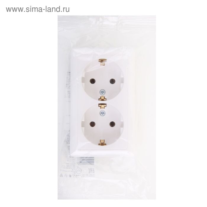 Розетка двойная SE Розетка двойная SE "Хит", 16 А, 250 В, накладная, с з/к, IP20, белая, RA16-238-B